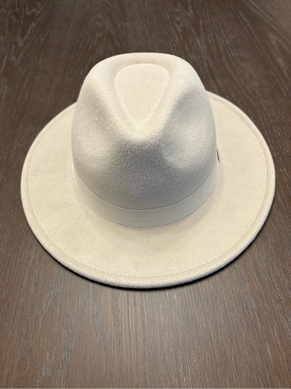 H&M Women’s Light Cream Felt Fedora with Ribbon Band